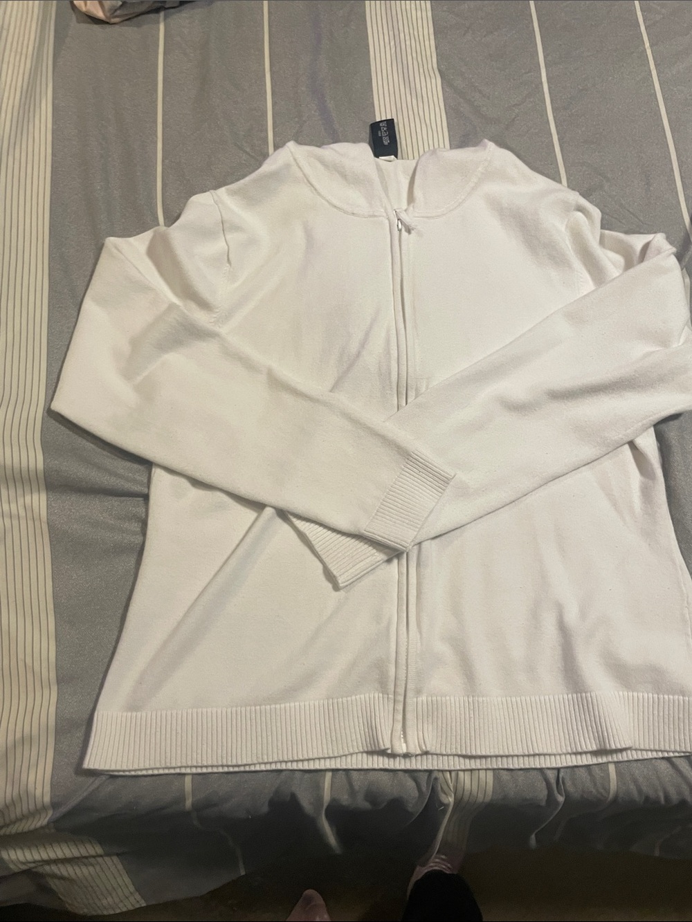 GAP White Zip-Up Knit Cardigan